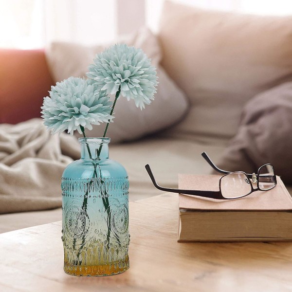 10 stk. Silkekrysantemum Kuglebuketter Hortensia Til Bryllup Brudepige Livagtige Kunstige Blomster Boligindretning DIY Fest Blue