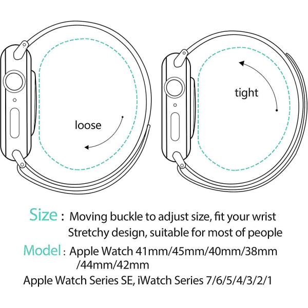 Watch kompatibelt Apple Watch 44 mm 42 mm 45 mm Kvinnor/män, Elastiskt Justerbart Nylon Mode Ersättningsband För Apple Watch Se/iwatch Series 7 6 5 4