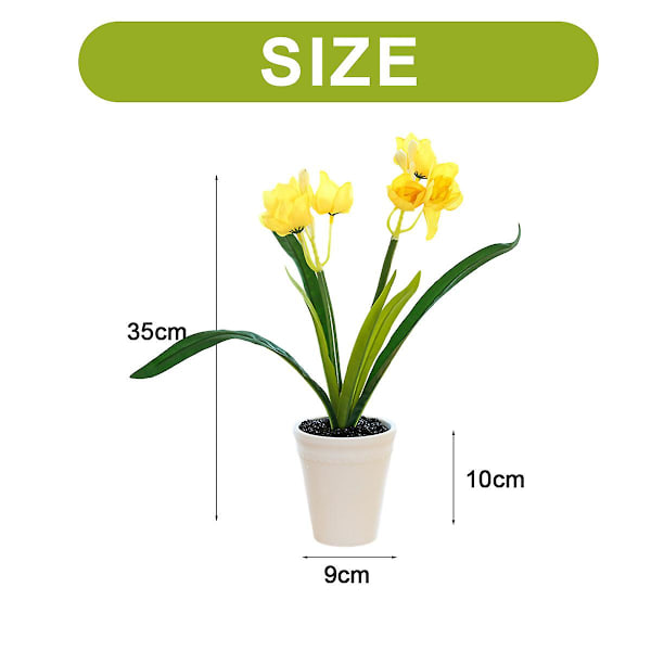 Tvåhövdad Narcissus Liten Bonsai Kreativa Prydnader Simulering Blomdekorationer Konstgjord Simulering Blom Grön Växtkrukor yellow