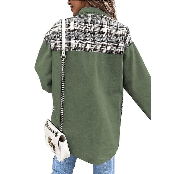 Dame Denimjakker med Knapper, Langærmede Afslappede Skjorter Green S