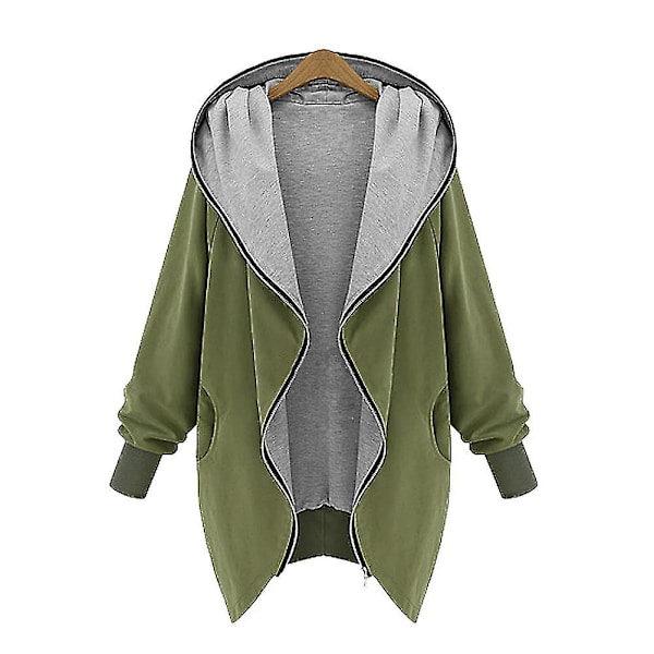 Ny Moderigtig Stor Størrelse Dame Casual Løs Jakke Hætte Lynlås Cardigan Frakke 4XL A