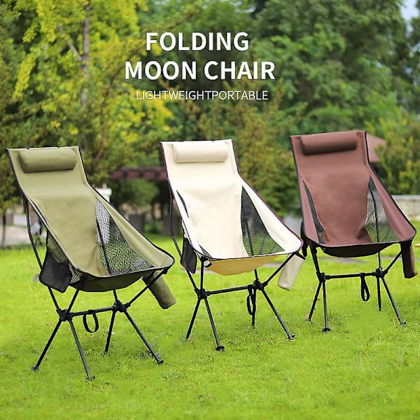 Hopfällbar Campingstol Ultralätt Bärbar Andningsbar Aluminiumlegering Ramstol För Fiske För Camping, Picknick, Fiske Och Andra Utomhusaktiviteter beige