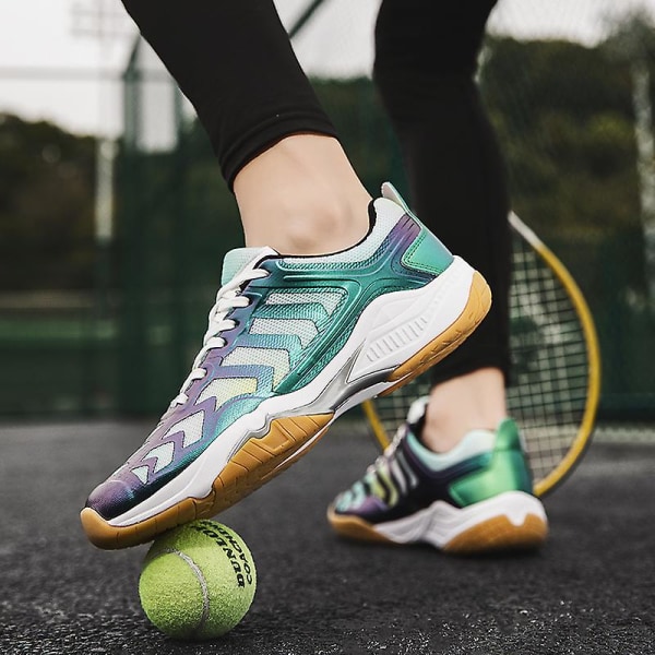 Lätta sneakers för män och kvinnor, lämpliga för inomhusbanor, badminton, 3Dw66 Green EU 46