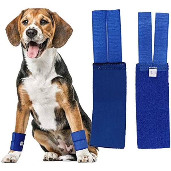 Knäskydd för husdjur 2-pack hund framtasskydd handledsstöd handledsskydd för hundar med artrit och skador (l-blå framtass)