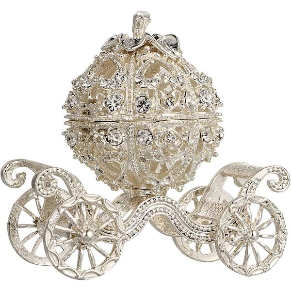 1 stk. Krystal Græskarvogn Dekorativ, Sølv Græskarvogn Smykkeskrin Smykker Ring Display Holder Til Pige Kvinder Gave