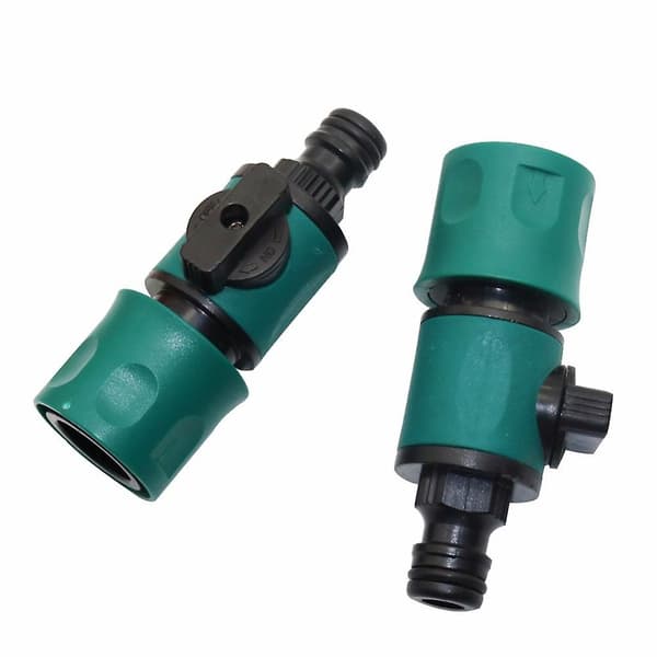 2 st 16mm trädgårdsslang snabbkoppling vattenrör kopplingar med ventil (16mm)