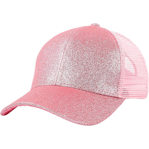 Tyttöjen Glitter Ponytail Baseball -lippis Ristiin Rastiin Baseball-hattu Säädettävä Korkea Sotkuinen Nuttura Ponytail-lippis Ikä (7-14)