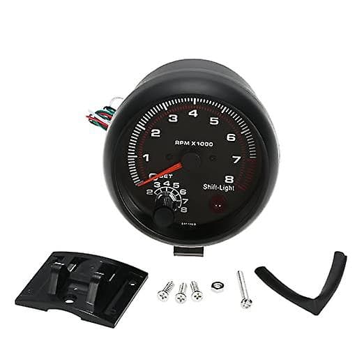 3.75\" Universal Sort Bil Tachometer Måler Hvid Inter Skiftelys 0-8000 Omdr.