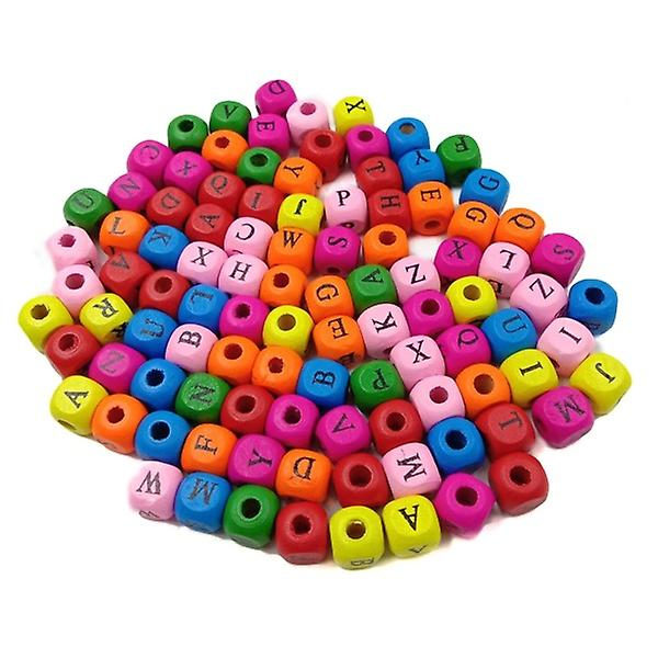 100 stk. Alfabet Bogstav Træperler 10 mm Farverige Terning Spacer Perler DIY Håndværk Til Armbånd Halskæde Smykkefremstilling 100pcs