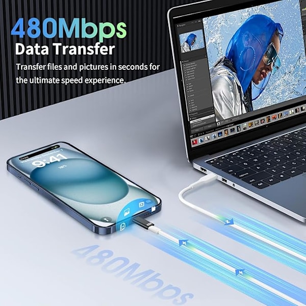 Lightning till USB C hona-adapter, Lightning till USB C adapterkonverter med 35W snabb PD-laddare och dataöverföring