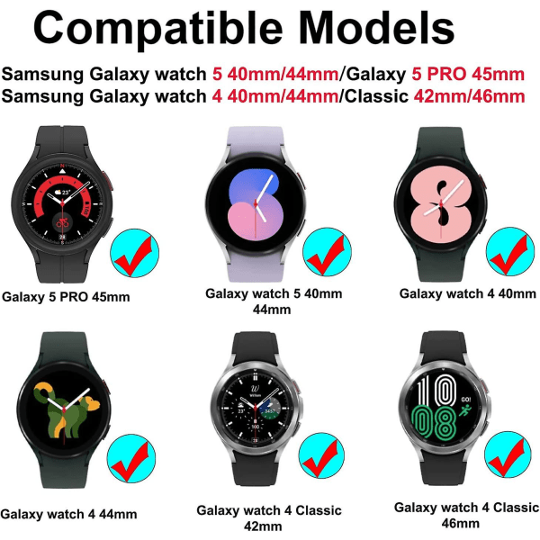 3 st No Gap Rem kompatibel med Samsung Galaxy Watch 5/4 40mm 44mm, sömlös justerbar silikon watch för Galaxy Watch5 Pro 45mm, galaxy