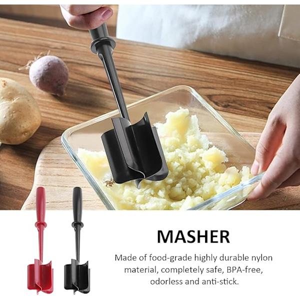 2 stykker kødhakker og hakker, manuelle hakkere, køkkenværktøjer, multifunktionelle varmebestandige non-stick køkkenredskaber (sort, rød)
