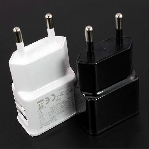 Dual USB Strømadapter Hurtig Opladning Rejseoplader til Mobiltelefoner white