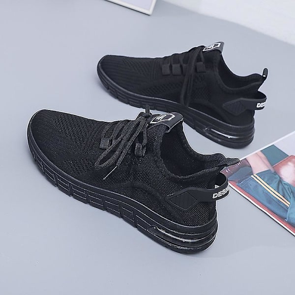 Dame Sneakers Åndbare Flyvende Vævede Løbesko Fra7701 Black EU 35