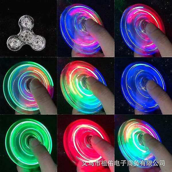 Krystal Luminous LED Lys Fidget Spinner Hånd Top Spinners Gløder i Mørke EDC Stressaflastende Legetøj Gyroskop