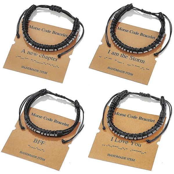 Morse Code Alfanumerisk Par Armband Justerbara Armband Morse Code String ZJ8399-Never Give Up