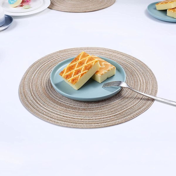 Bordstabletter, rund bordstablett Pp flätad set med 6 tvättbara värmebeständiga halkfria, 36 cm, kaffefärg