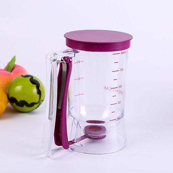 Deigdispenser 900 ml 4 kopper plast kake deigporsjonerer med klemmehåndtak og skala