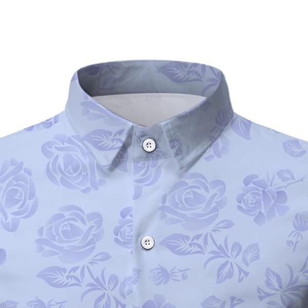 Blomstrete Hawaiiskjorte for menn, bomull, kort erm, knapper Blue XL