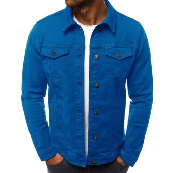 Herr Denim Slim Jackor Jackor Solid Långärmad 2 Framfickor Rock För Höst Ny L F