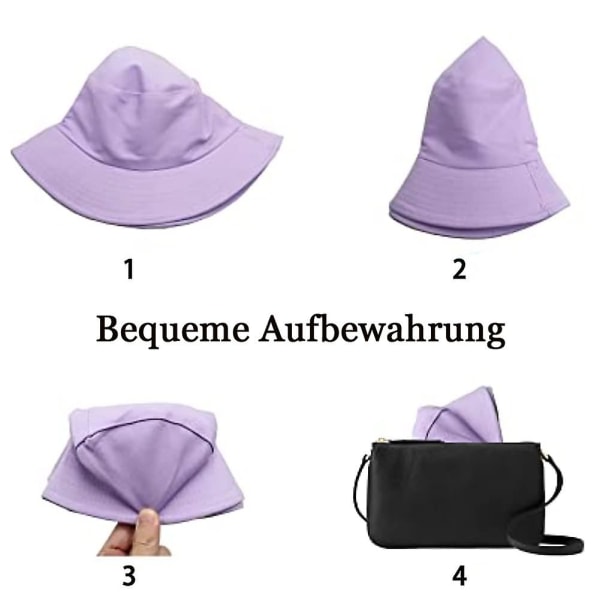 Fiskehatte til damer, solhat, strandhat, fiskerhat, sommerhat, udendørshat, foldbar og vendbar Helles Lila