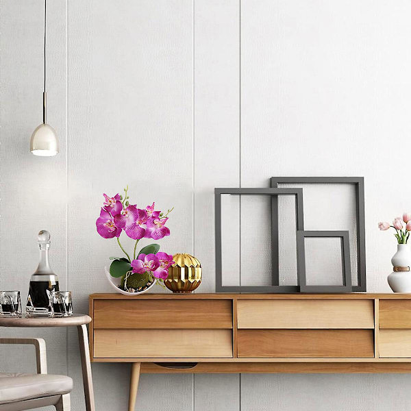 Treuddig Phalaenopsis Orkidé Måne Bonsai Konstgjord Blomster Dekoration Växt Krukväxt Grön Växt Heminredning purple