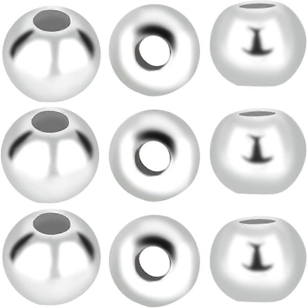 1 Ask 40 st 3 mm Runda Distanspärlor Sterling Silver Lösa Pärlor Små Hål Distanspärlor Smyckesdelar