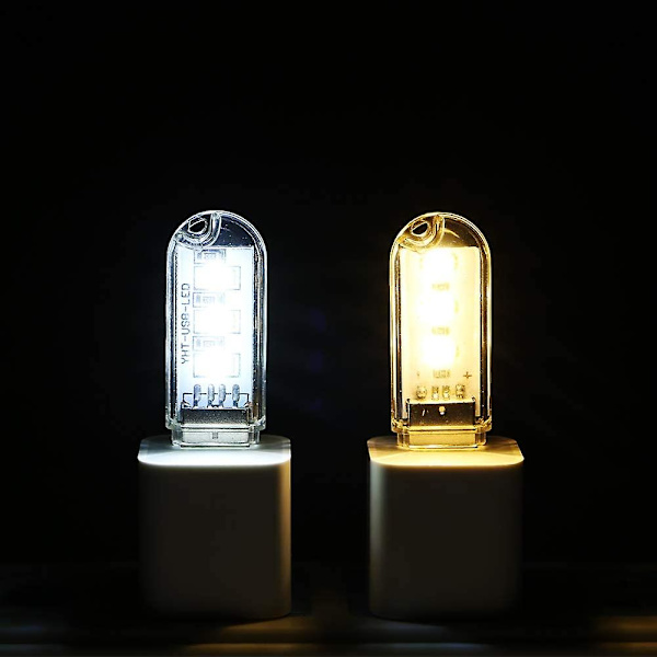 5 st Mini Bärbar Usb Nattlampa Dc 5v 3leds (kall Vit, 3leds) [energiklass A+]
