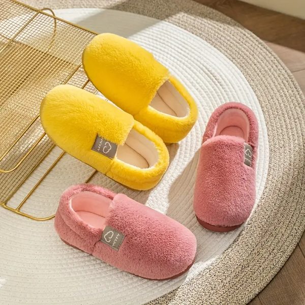 Naisten yksiväriset pehmoiset tohvelit, slip-on malliset paksuilla pohjilla, mukavat sisäkengät, lämpimät ja pehmeät Pink EU38 39