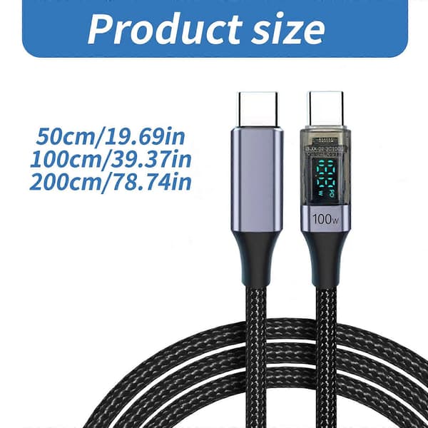 Nylon USB C til USB C Kabel 100W Power Delivery USB C Opladerkabel Med Data Synkronisering Til Gadgets Telefoner Lilla Purple