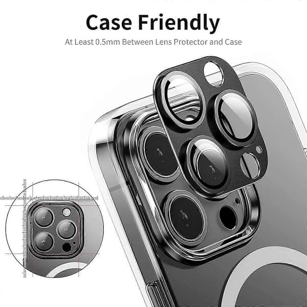 Kamerabeskyttelse i aluminiumslegering + herdet glass for iPhone 16 Pro/16 Pro Max - Sølv Silver