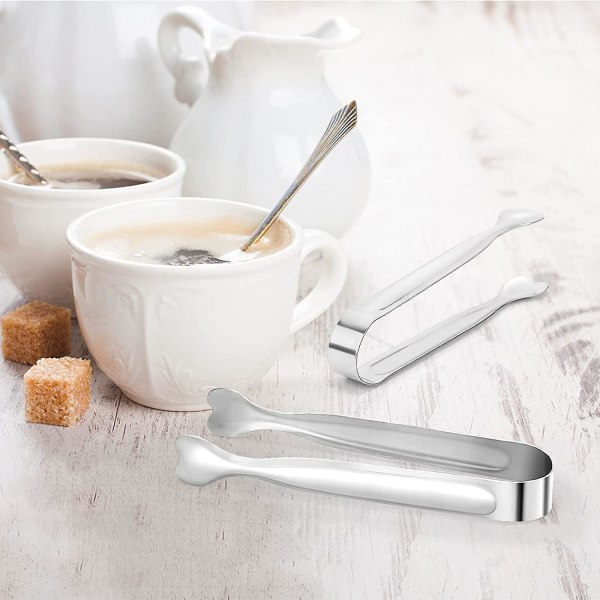 Mini serverings tång, 18-pack rostfritt stål socker tång, 4,3 tum is tång kök tång aptitretare tång för kaffe bar, te fest, desserter fest,