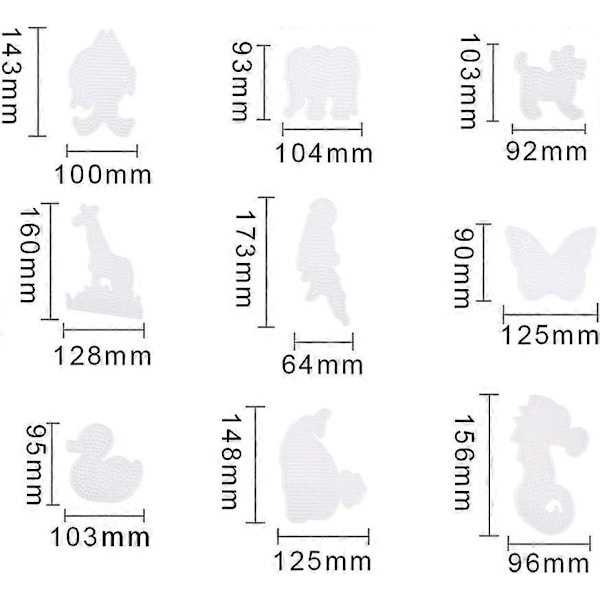 15 Stykker Dyre Perleplader til Strygeperler Klare Plastik Skabelon Perleplader til Hobbyperler (Fisk And Hund Hval Sommerfugl Kat)