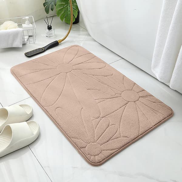 Broderte Gulvmatter, Absorberende Dørmatter til Bad, Sklisikre Badematter, Dørmatter i Memory Foam, Tepper til Soverom
