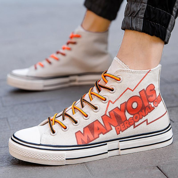Herre Canvas Sko Mote Joggesko Lav Topp Tennissko Snøring Fritidssko 3D8770 White EU 42