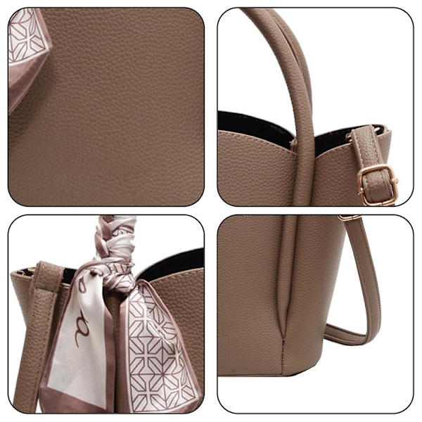 Ny handväska Messenger Bag Pu Läder Bärbar Hinkväska khaki