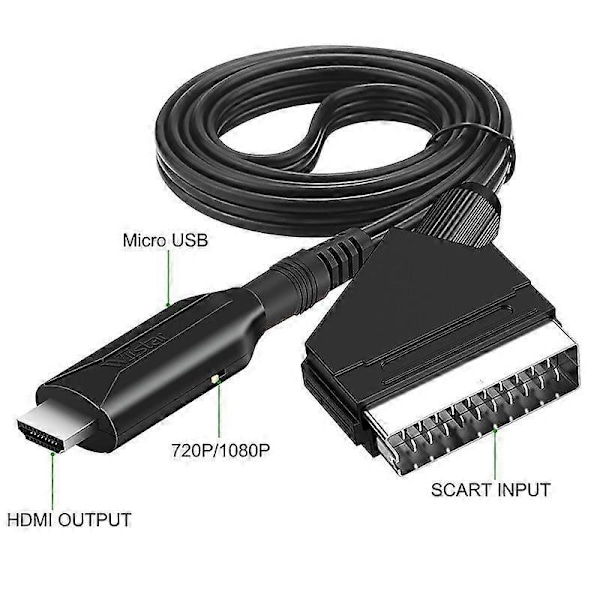 Scart till HDMI-omvandlare Audio Video Adapter för HDTV/DVD/Set Top Box/PS3/PAL/NTSC