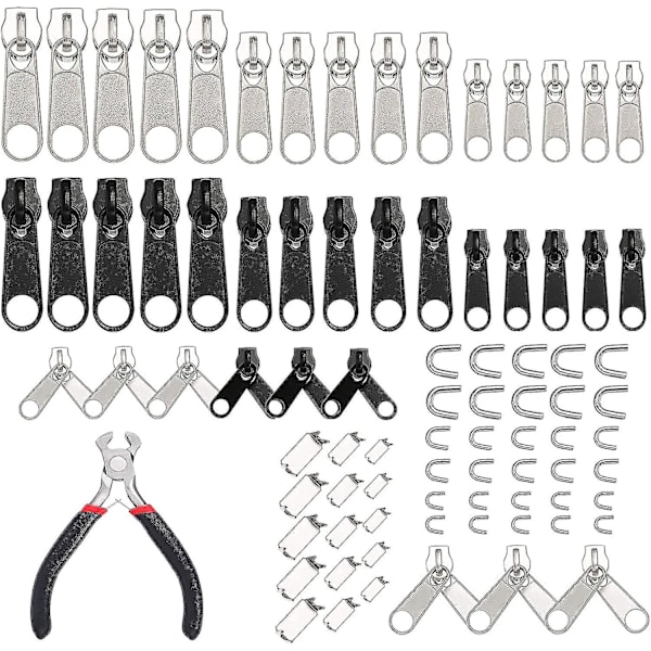 Dragkedja reparationskit ersättningsslider: 85 st dragkedja bottenstopp - fixa dubbel dragkedja drag ersätt #3#5#8 nylon spiral dragkedja