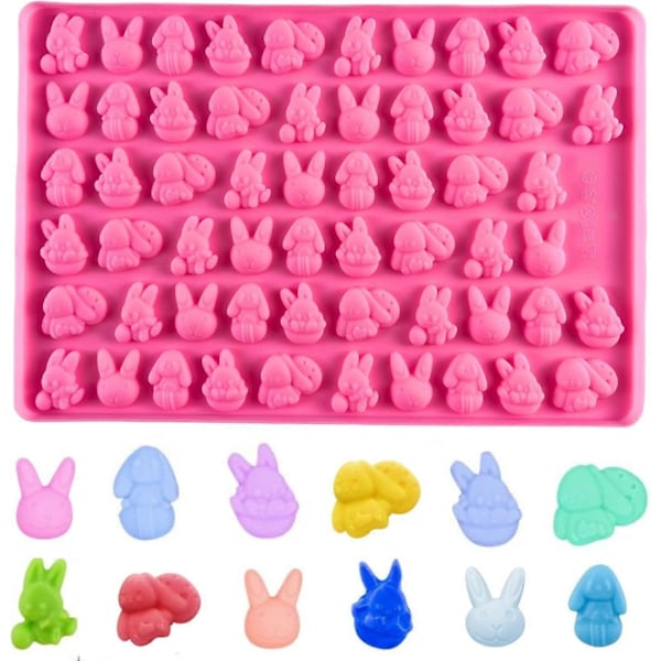 Påsk silikonform, 58 håligheter mini kanin silikonform, lämplig för påskfest bakning av mjukt godis, choklad, kakor.