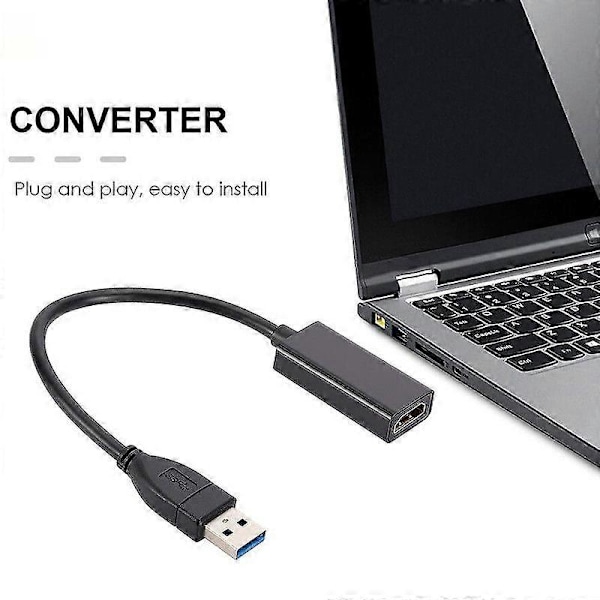 USB 3.0 till HDMI-kompatibel Adapter HD 1080P USB till HDMI-omvandlare Thunderbolt Extern Ljud Video Adapter Kabel för Laptop PC MacBook Samsung Huawei
