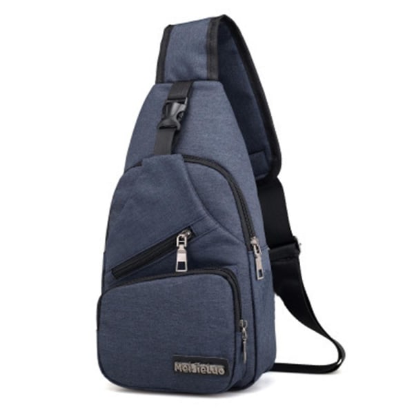 Rintareppu Olkalaukku Naisille Miehille Rintalaukku Retkeilylaukku USB-latausportilla Navy blue
