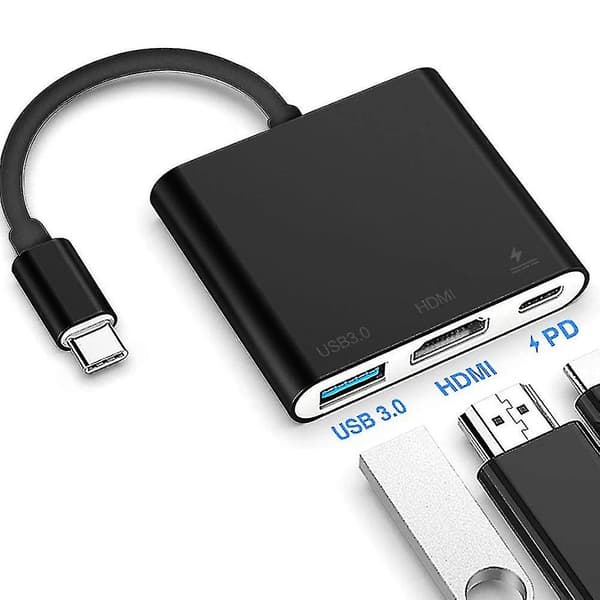 Usb C Hub, Erittäin Ohut Type C Hub -sovitin, Usb-c Virransyöttöportit Black