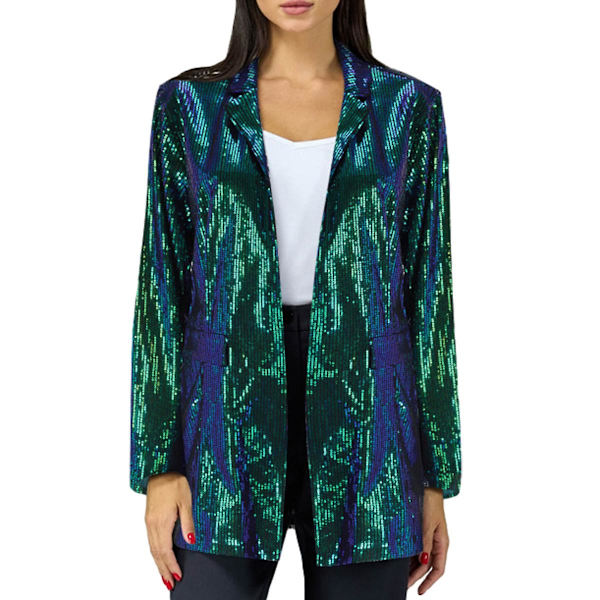 Naisten Sekvenssitakki Blazer Rento Avoin Etutakki Green XS