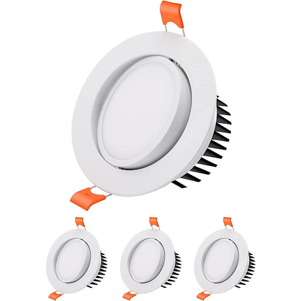 3st 12w LED Infällda Spotlights, 6000k Kallt Vitt Extra Platt, Hål 95mm (Vit)