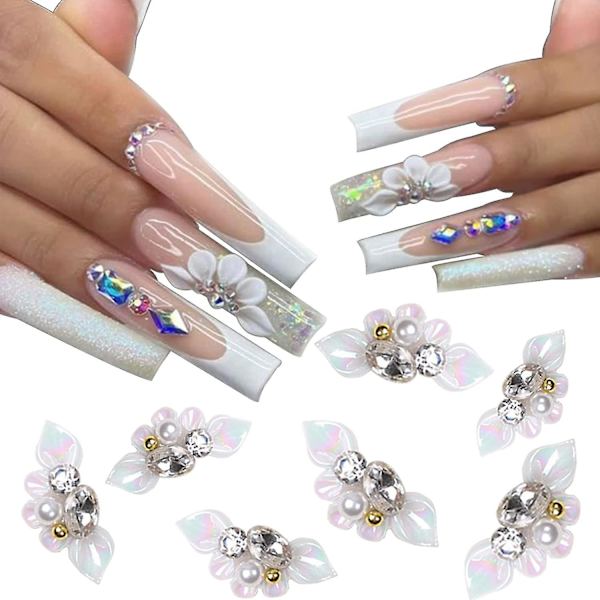 20 stk. 3D Neglepynt Blomst Neglekunstpynt For Neglediamanter og Rhinestones For Negleperler Krystaller Design Neglekunstdekorasjoner Neglesmykker Tilbehør
