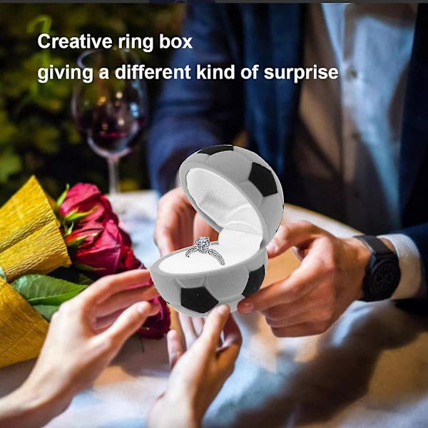 Vigselring Ask, Kreativ Fotbollsform Sammet Ring Ask, Förlovningsring Ask För Förslag, Ceremoni, Bröllop Eller Speciella Tillfällen (grå)