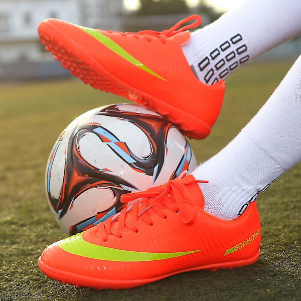 Fotballsko for menn, høye ankler, fotballsko for voksne, gress trening sportssko sneakers 3Ba888 Orange 44