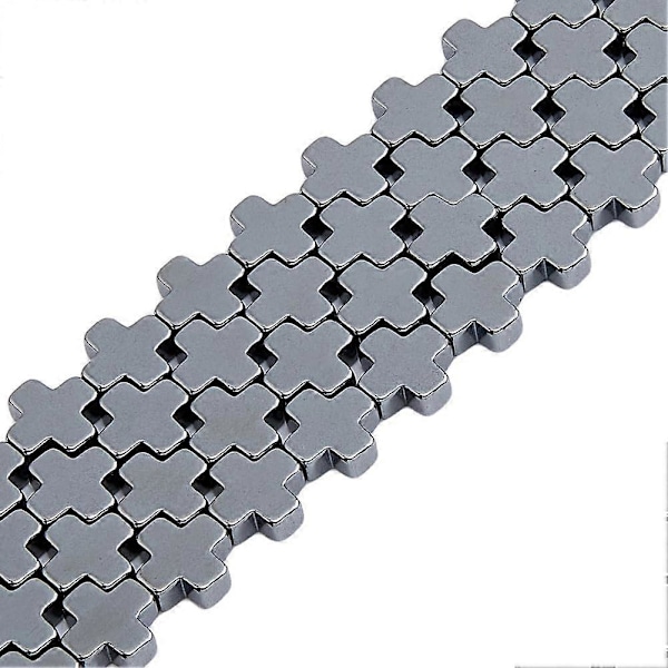 2 Strängar Icke-Magnetiska Syntetiska Hematitpärlor Kors Kors Pärlor Kors Tecken Stenpärlor Helig Charm Pärlor Välsignelse Kors Distans Pärlor Lösa Pärlor för Smycken