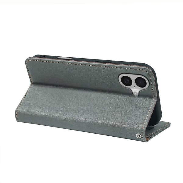 Til iPhone 16 Etui Wallet RFID-blokering Læder Telefon Cover Stærk Magnetisk Lukning Grey