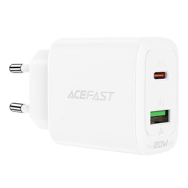 USB-C og USB 20W Væglader PPS PD QC 3.0 AFC FCP Hvid